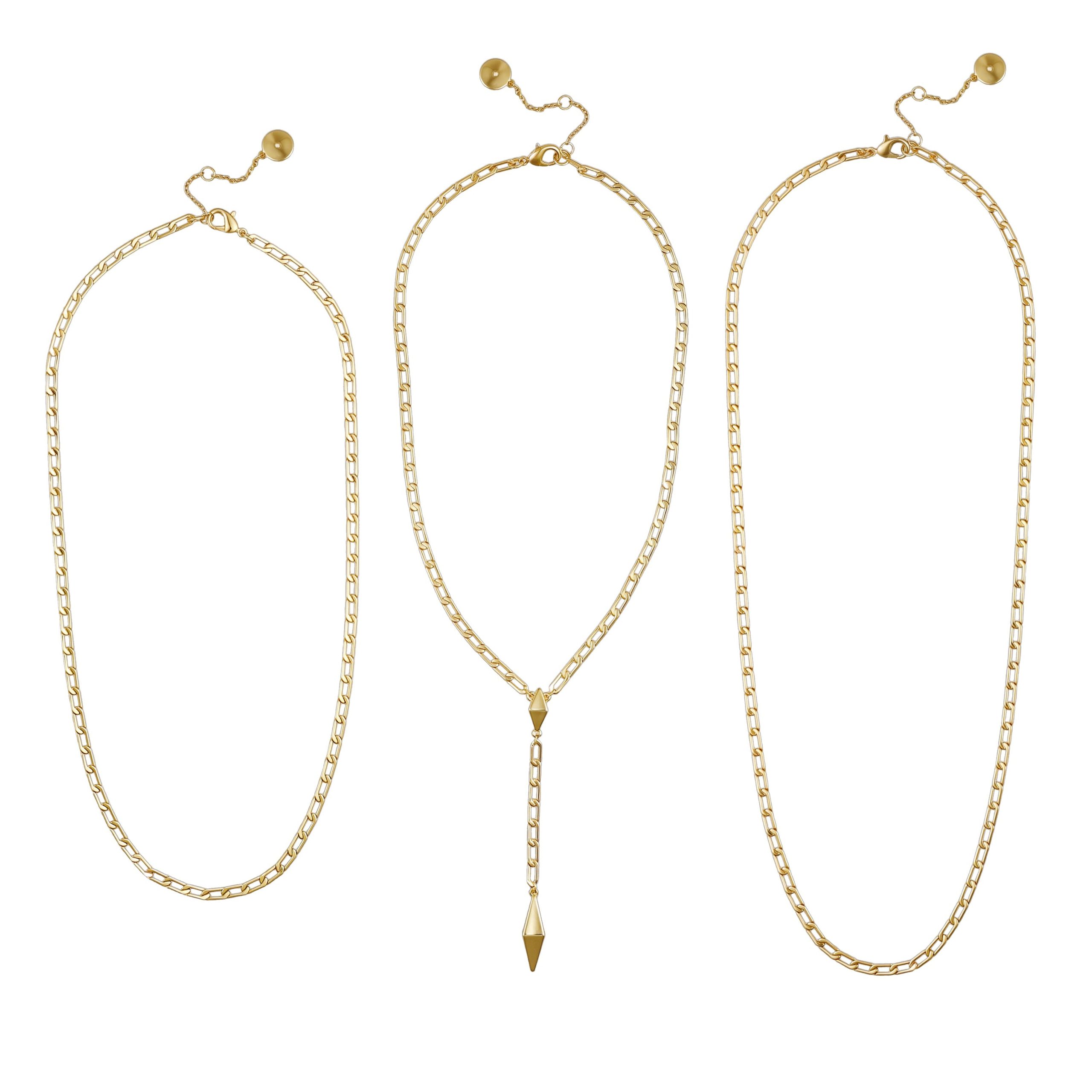 3 Piece Goldtone Chain Necklaces - Image 2