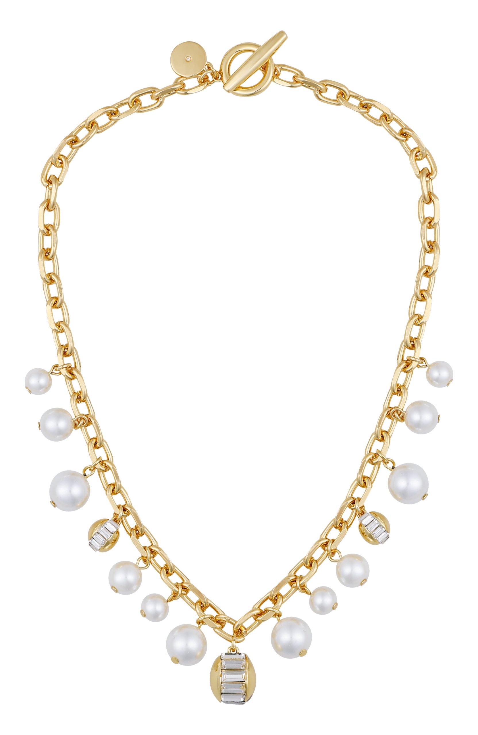 Pearl Chain Link Toggle Necklace - Image 2