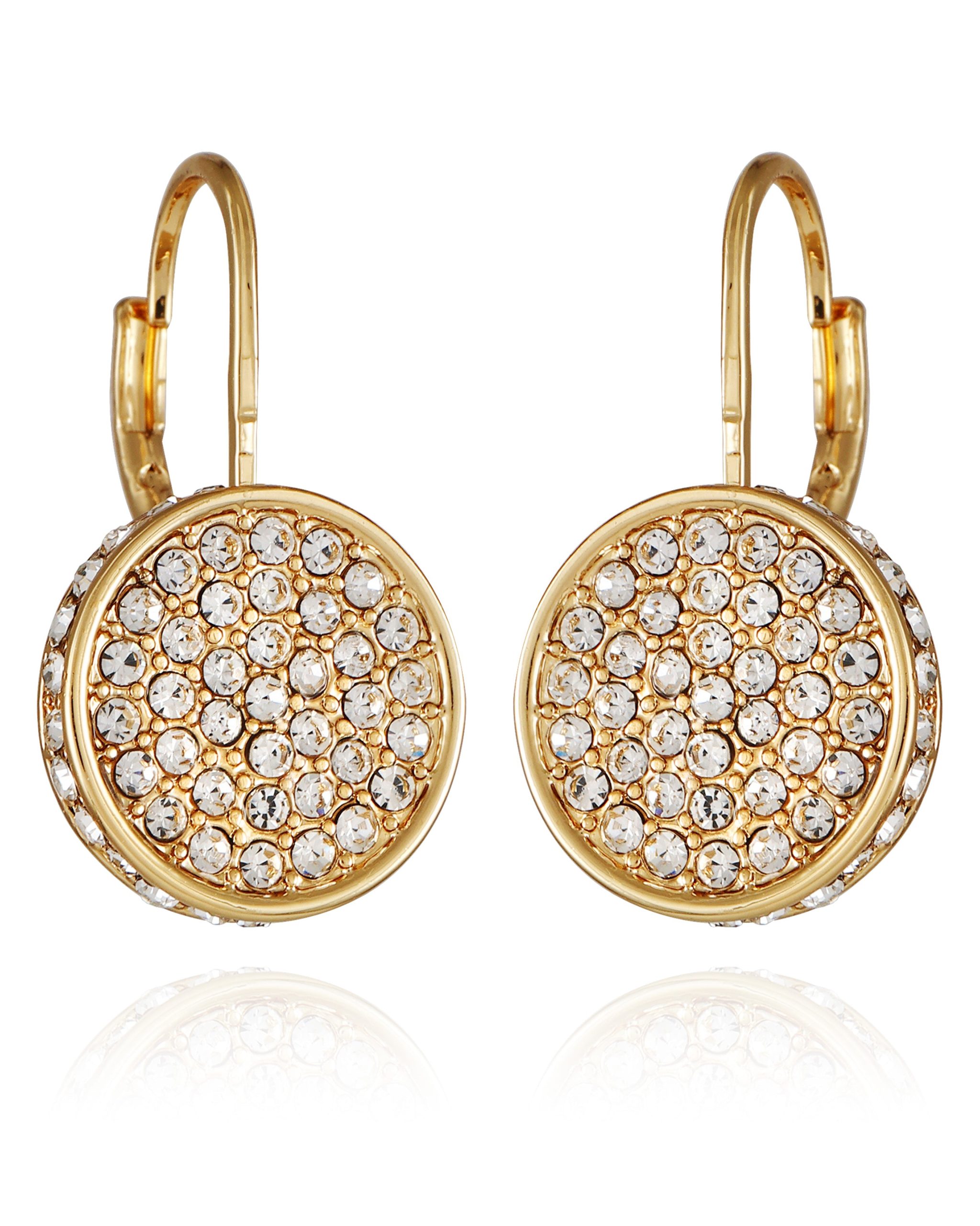 Pave Goldtone Drop Earrings - Image 2