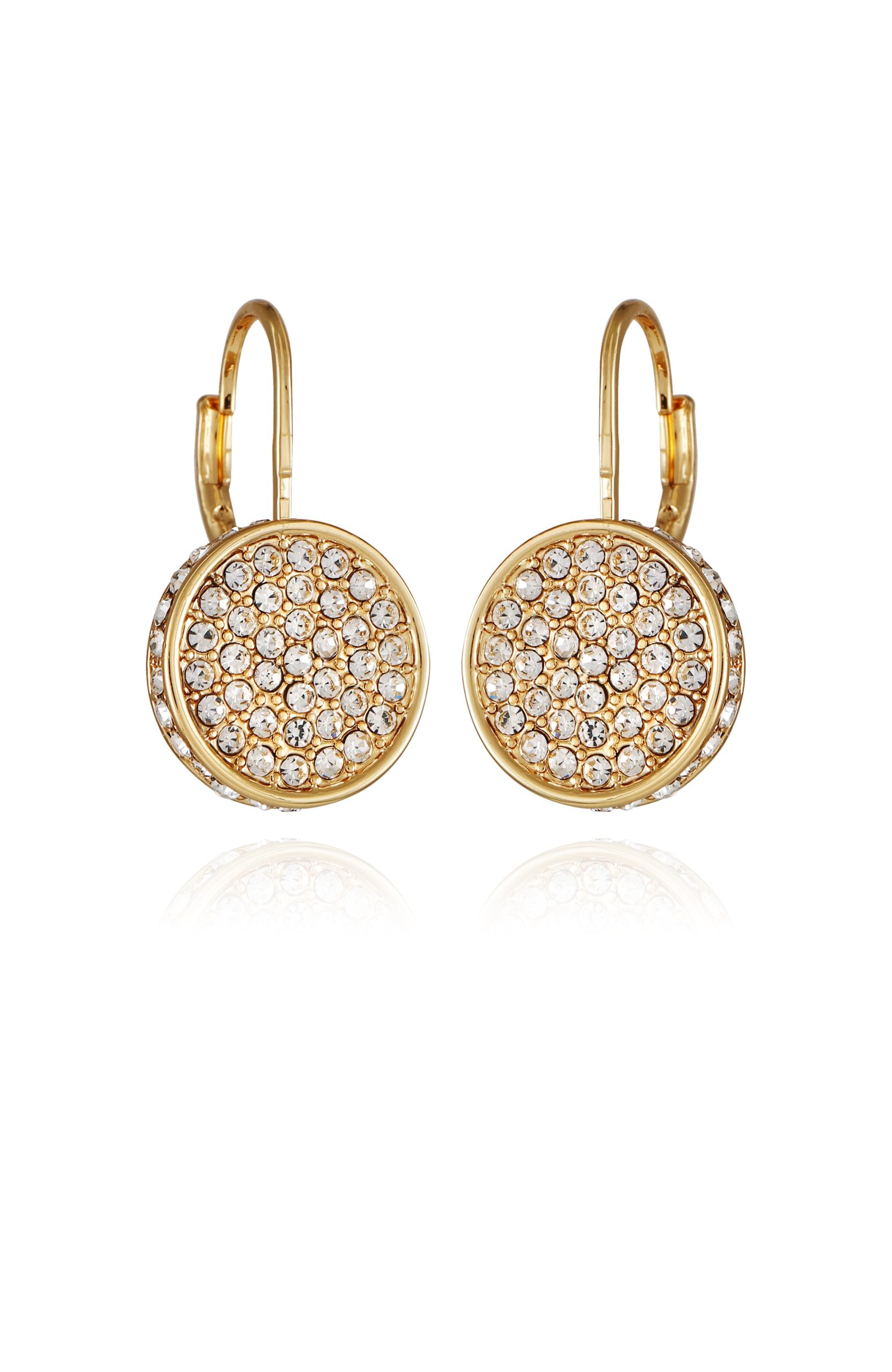 Pave Goldtone Drop Earrings