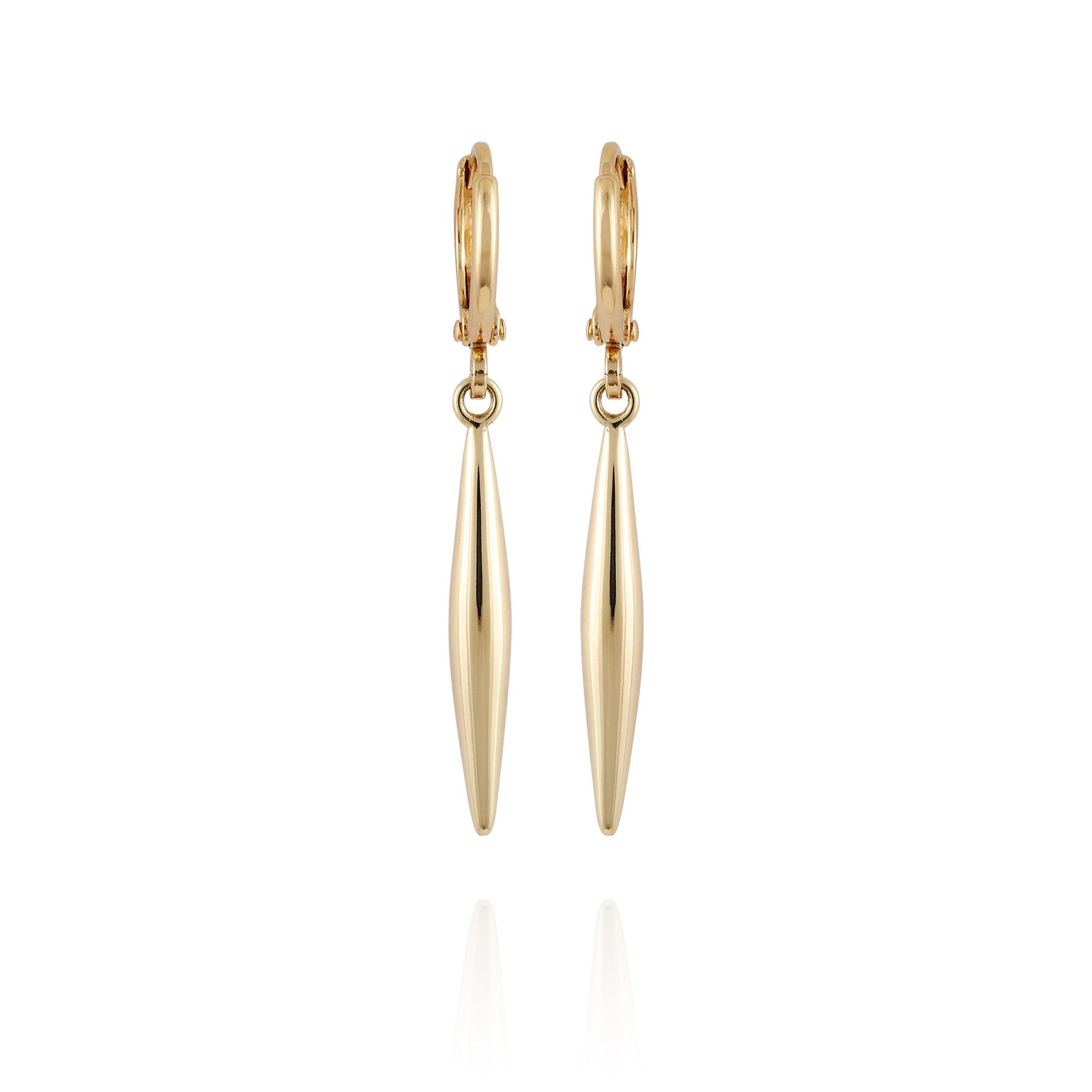 Goldtone Spear Dangle Huggie Hoop Dangle Drop Earrings