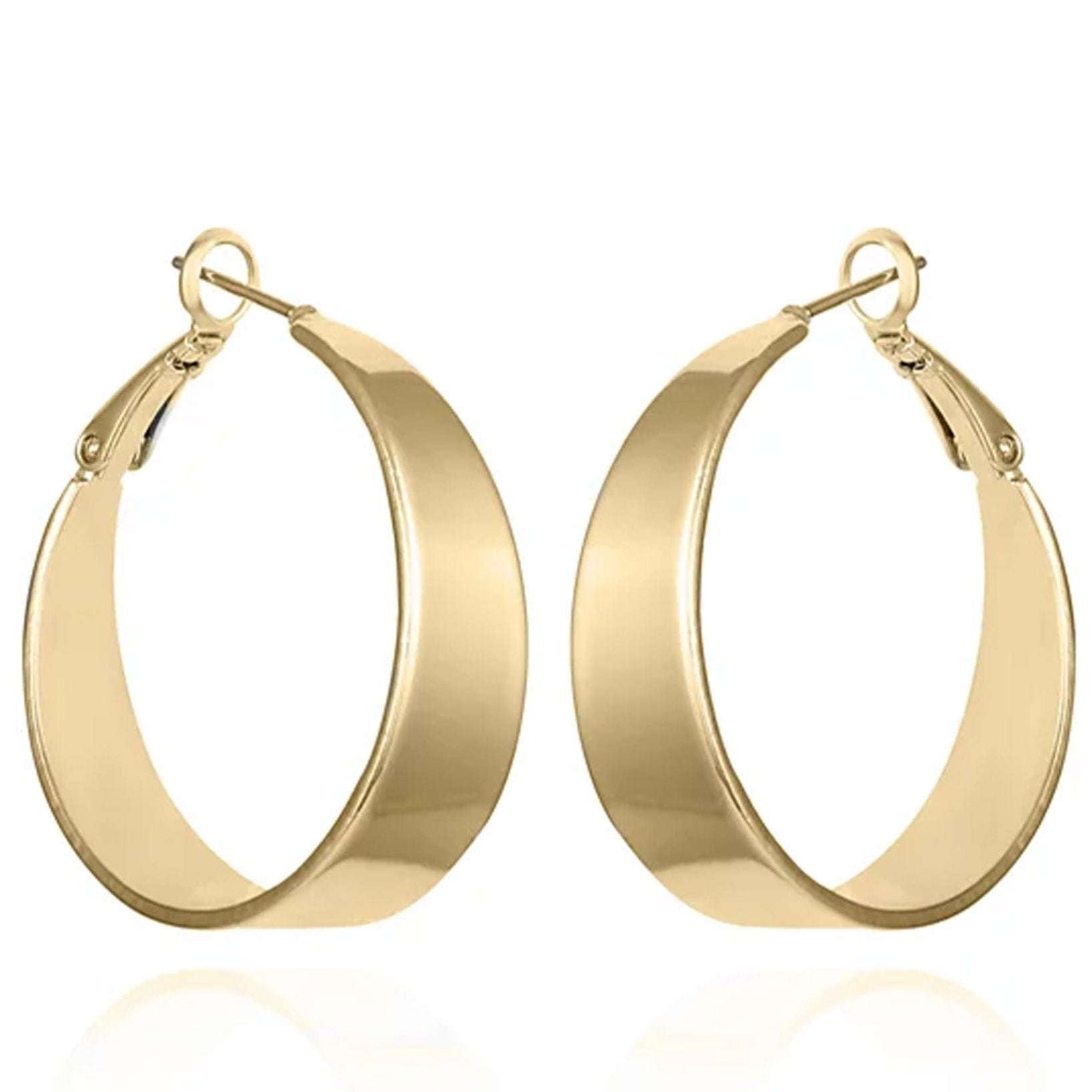 Band Thick Hoop Earrings - Image 2
