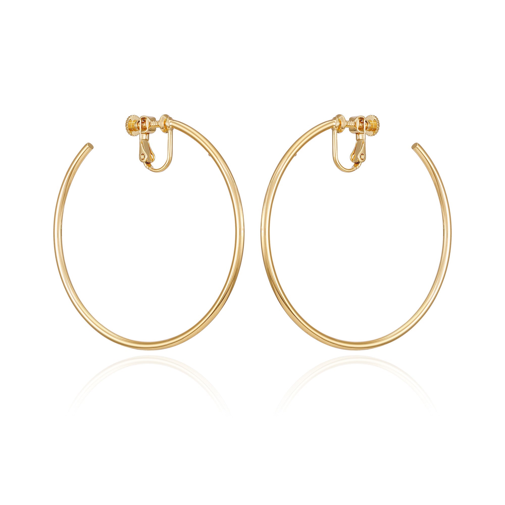 Large Open Hoop Clip On Earrings