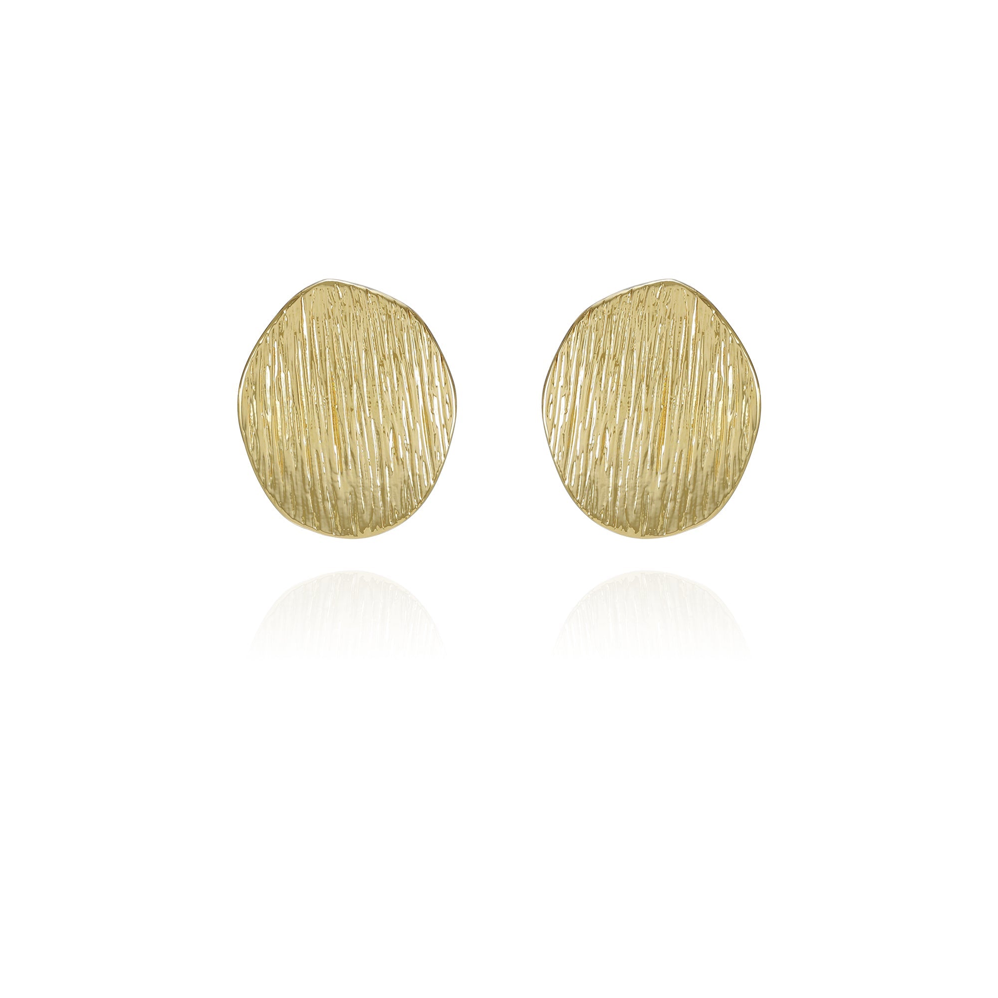 Goldtone Texturized Pebble Coin Earrings