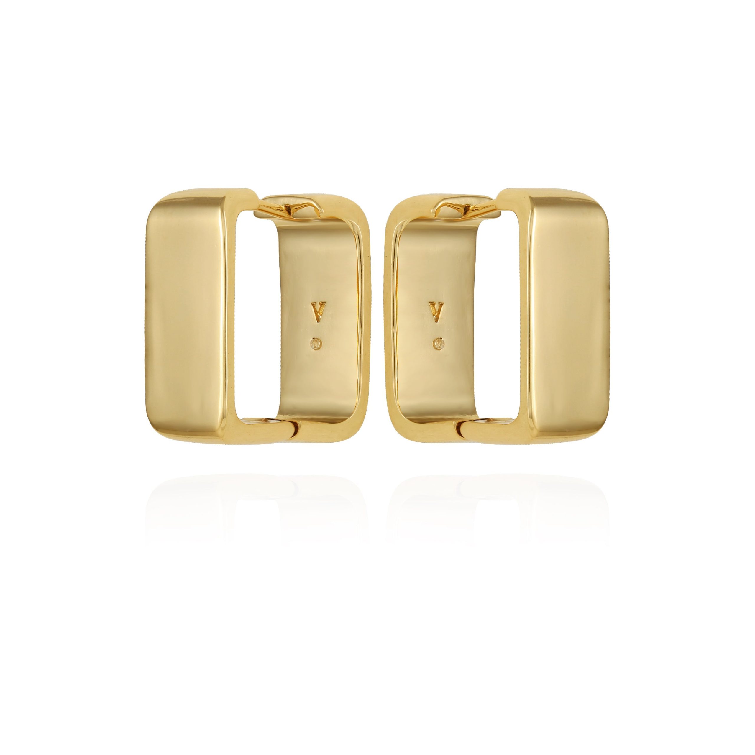 Brass Rectangle Hoop Earrings