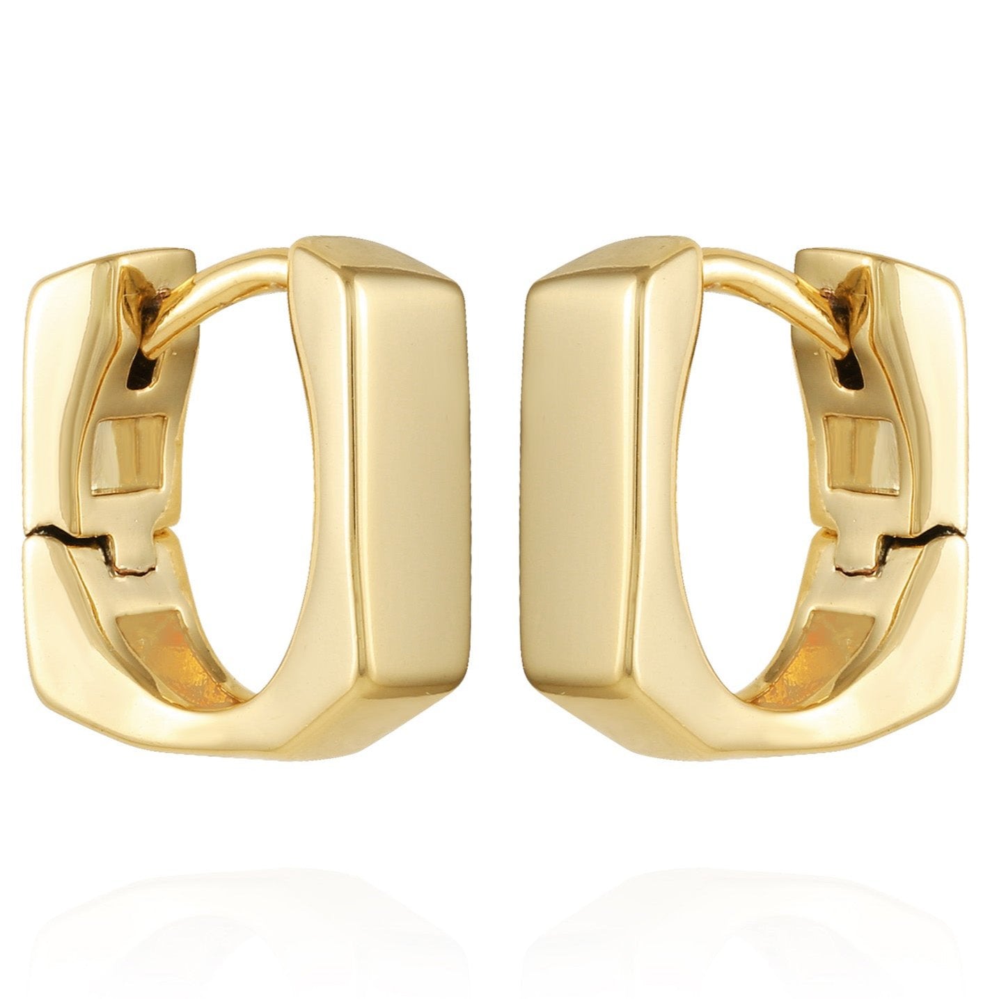 Rectangle Huggie Hoop Earrings - Image 2