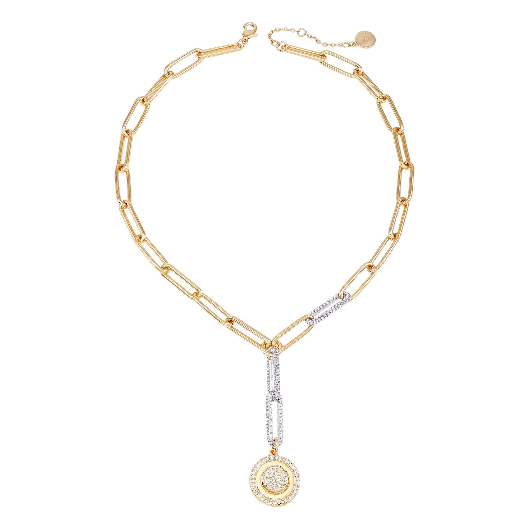 Two Tone Coin Pendant Y Necklace - Image 3